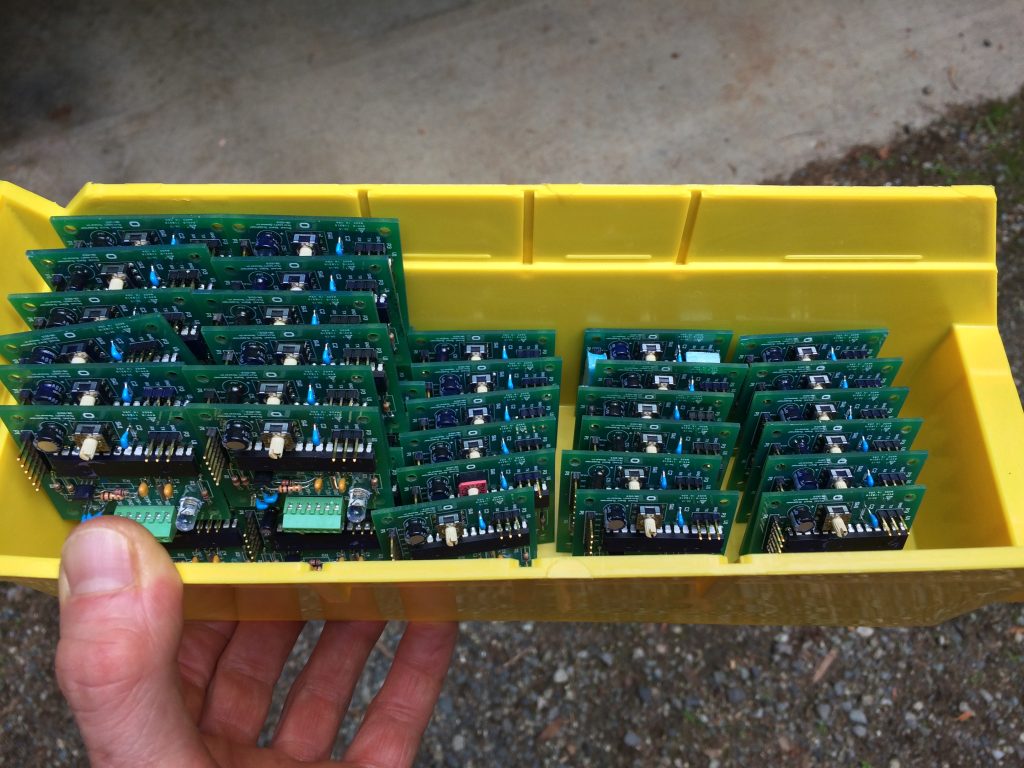 40 control boards ready to be attached to battery packs. Photo credit: Woodland Park Zoo.