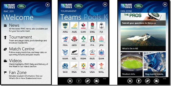 Rugby World Cup WP7 App