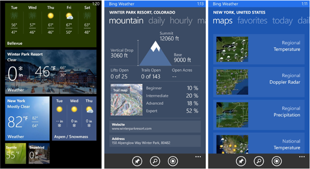 Bing Weather App for Windows Phone