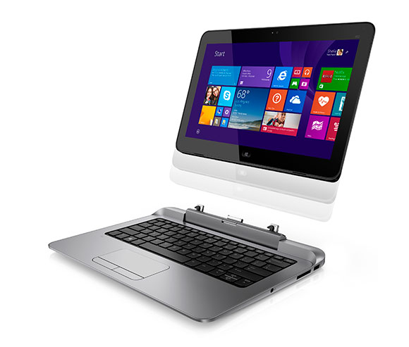 The HP Pro x2 612 2-in-1 Windows-based PC, seen on stage at the Microsoft Computex keynote 2014. 