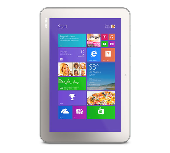 Toshiba presents the Encore 2, a 10-inch Windows-based tablet, which appeared on stage at the Microsoft Computex keynote 2014.