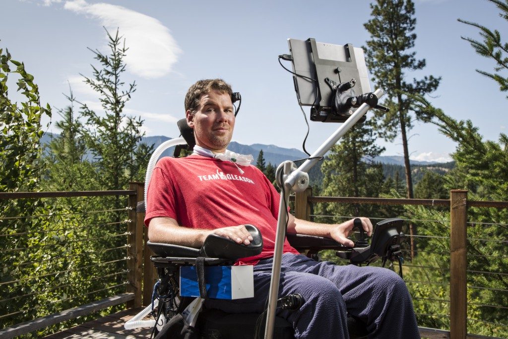 Former NFL player Steve Gleason has been collaborating with the MSR Enable team on the Eye Gaze Wheelchair. (Photo by Lucien Knuteson)