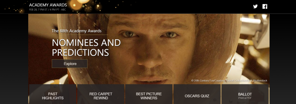 Bing Academy Awards Martian