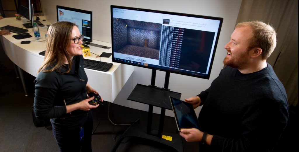 Microsoft’s Katja Hofmann and Matthew Johnson say Project Malmo could help speed artificial intelligence research. Photo by Scott Eklund, Red Box Pictures.