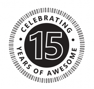 Imagine Cup logo that reads "Celebrating 15 years of awesome"
