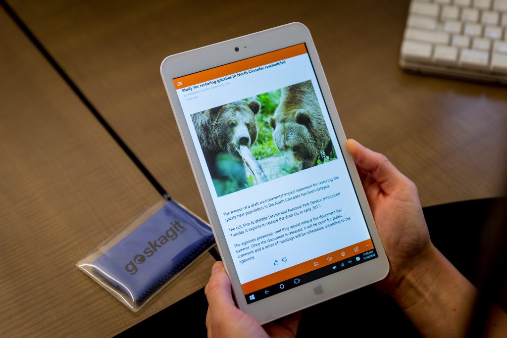 Pioneer’s new app comes pre-loaded on an 8-inch Windows 10 tablet readers can get by signing up for a one-year subscription to the newspaper. (Photo by Scott Eklund/Red Box Pictures)