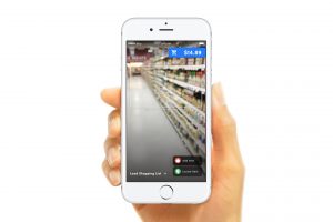 Photo of phone screen displaying a grocery store aisle
