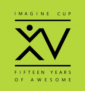 Logo with the words "Imagine Cup, 15 years of awesome"
