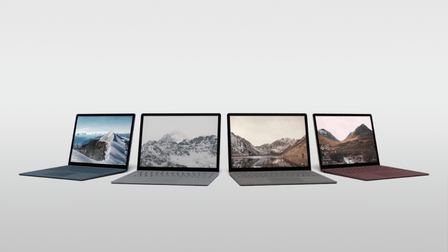 Four Surface Laptops in different colors