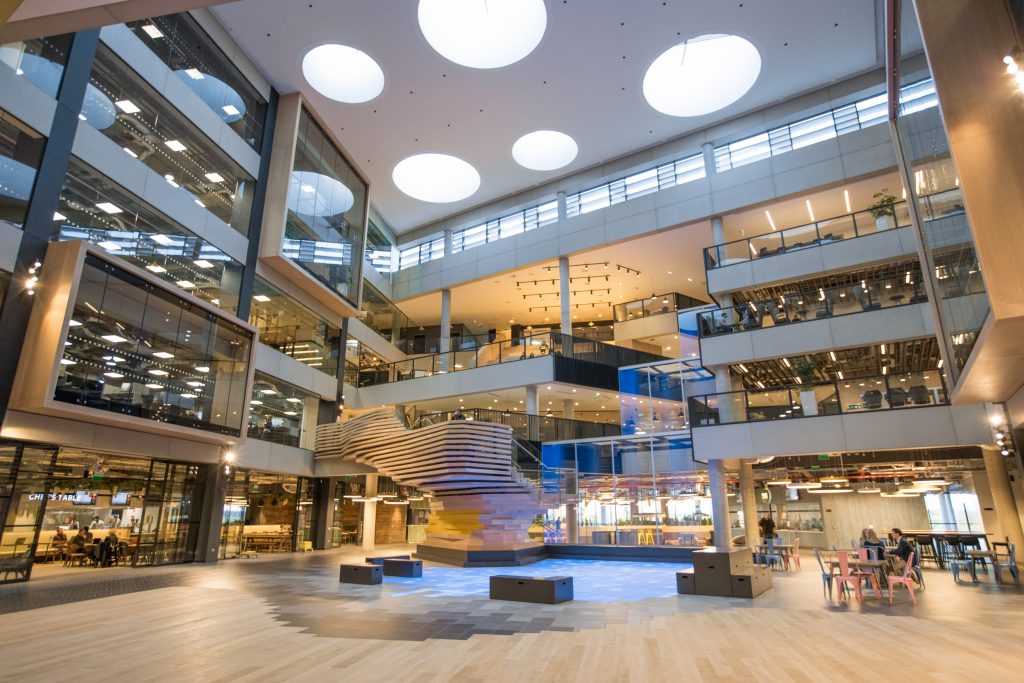 Interior photo of part of the new Microsoft Ireland campus