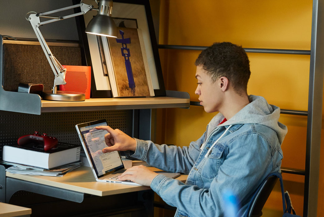 Male student at computer