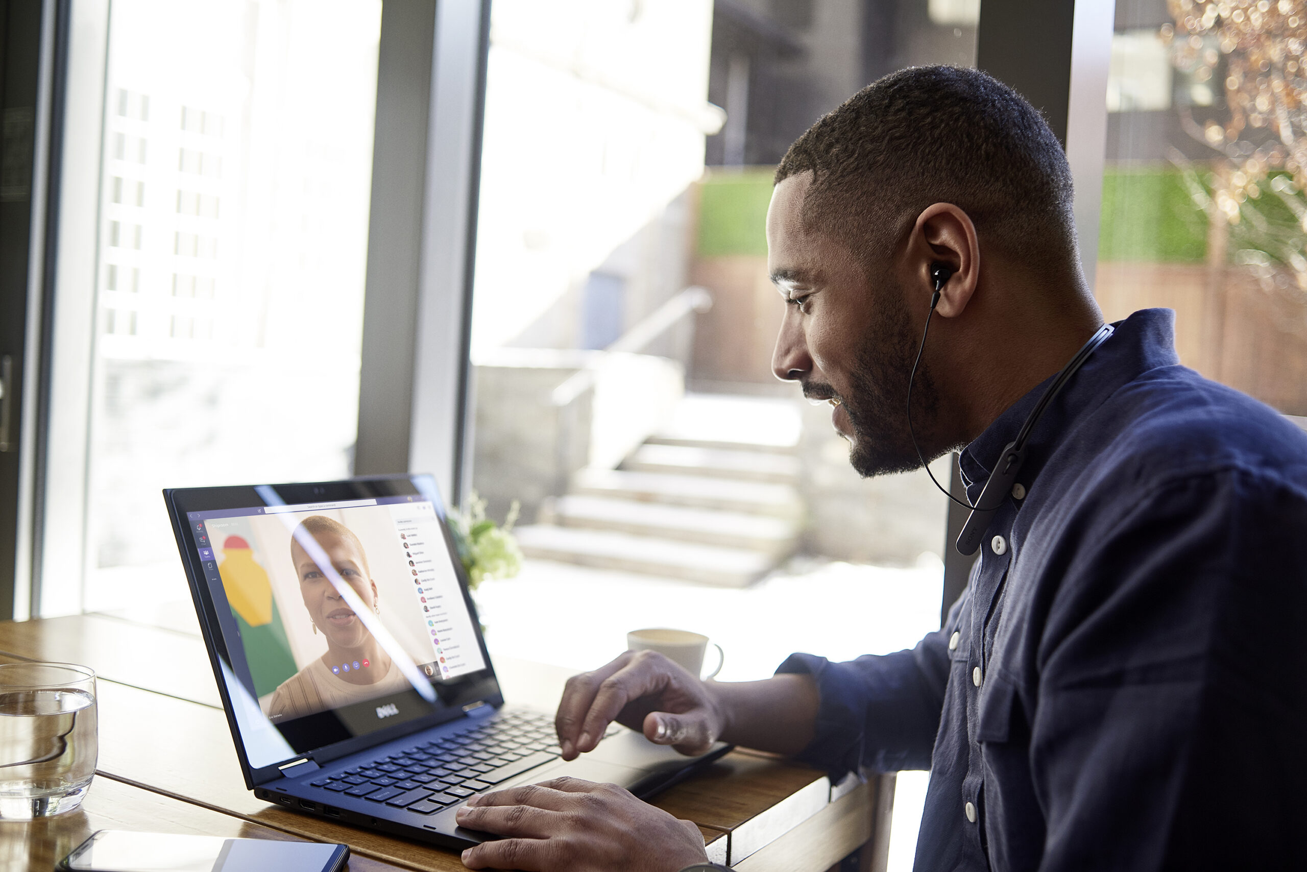 Man doing video call on laptop