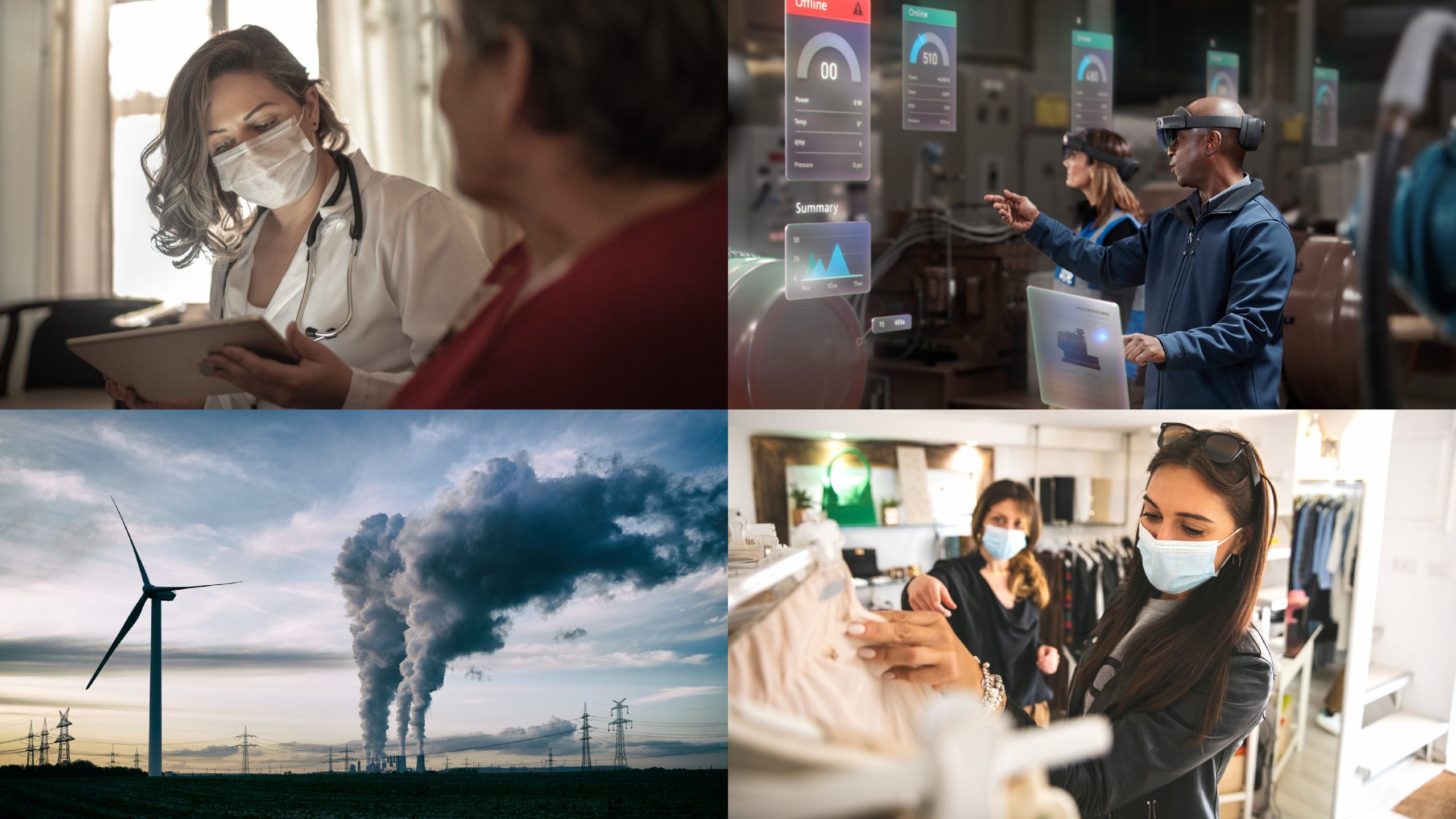 Four photos showing progressive technology