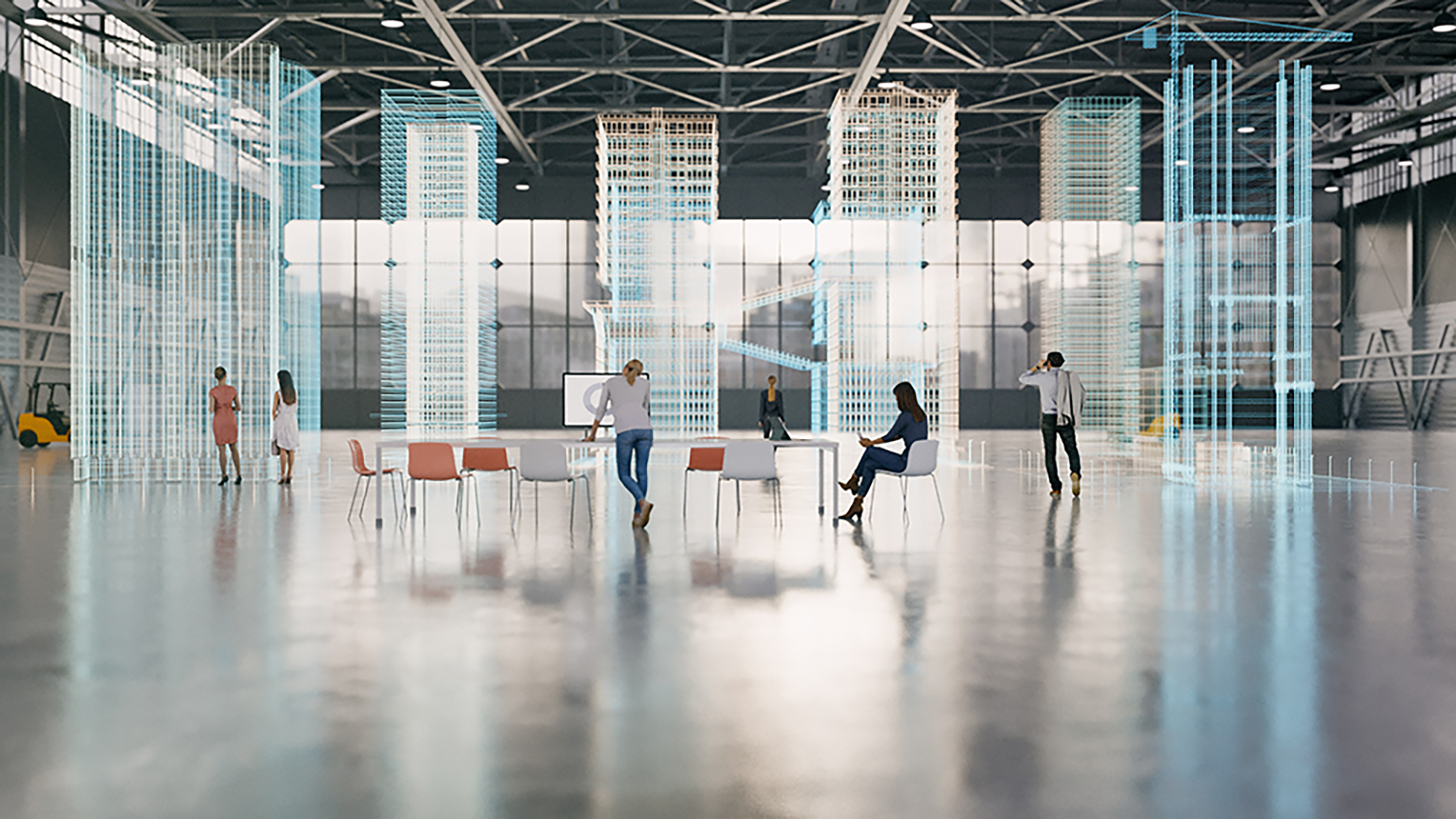 Rendering of office workers