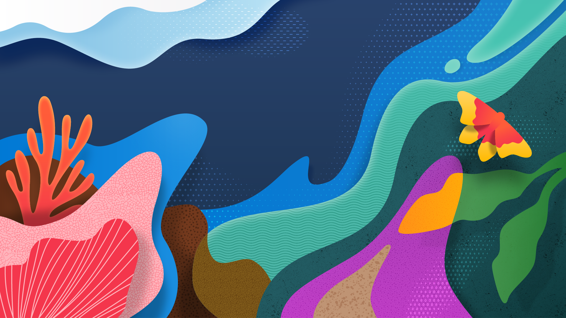 Nature illustration with river