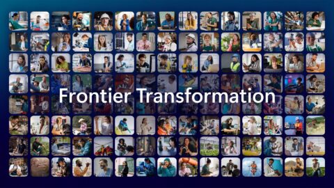 A collage of images of people overlaid with the words Frontier Transformation.