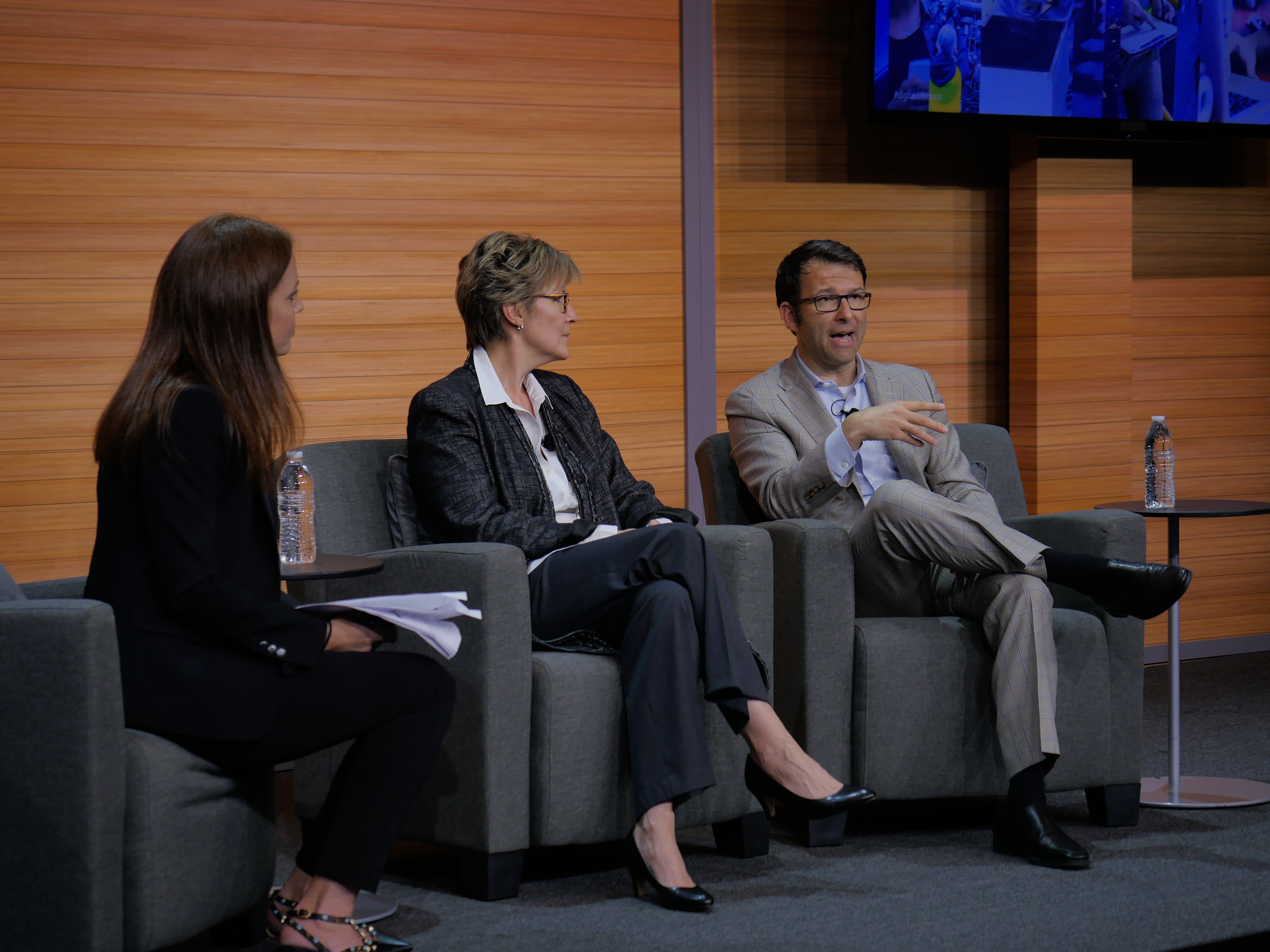 Photo of Widsteen, Lundberg and Althoff discussing digital transformation on stage