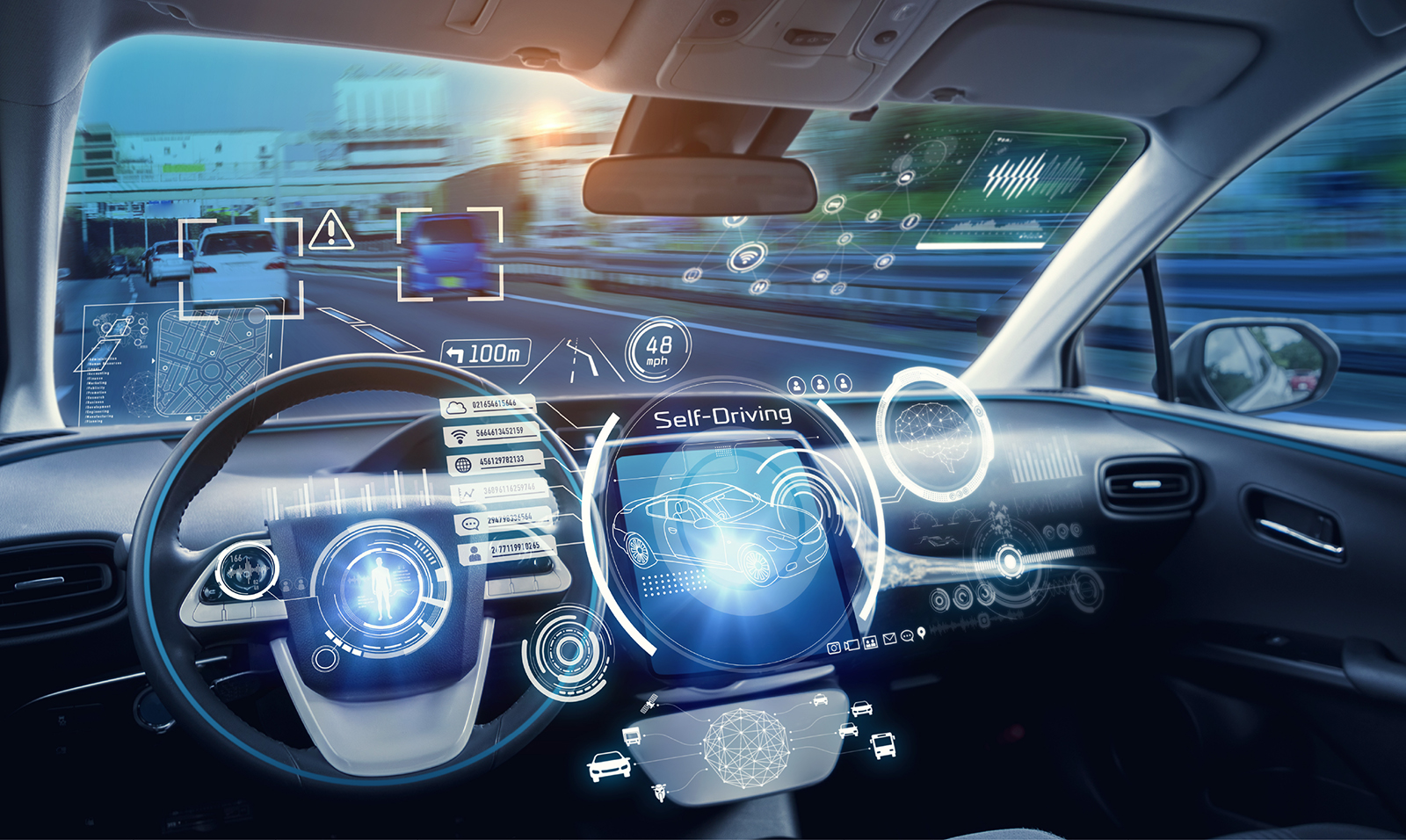 The dashboard of a self-driving automobile