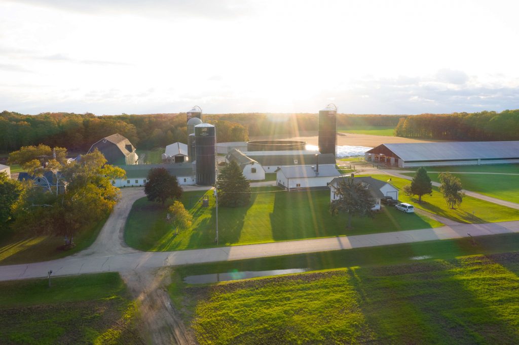 Overhead photo of farm