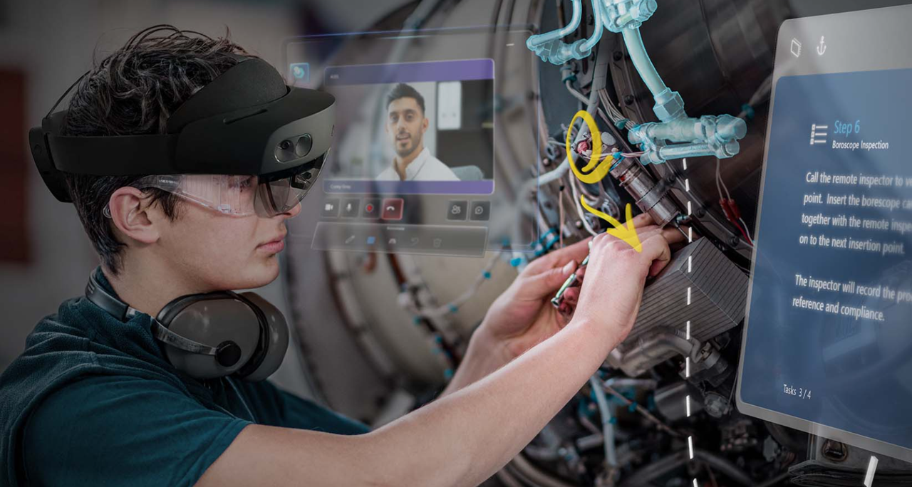 Trabajador que usa HoloLens