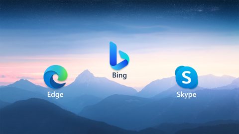 new bing background with edge and skype icons