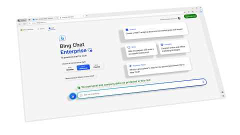 Capture d'écran de Bing Chat Enterprise