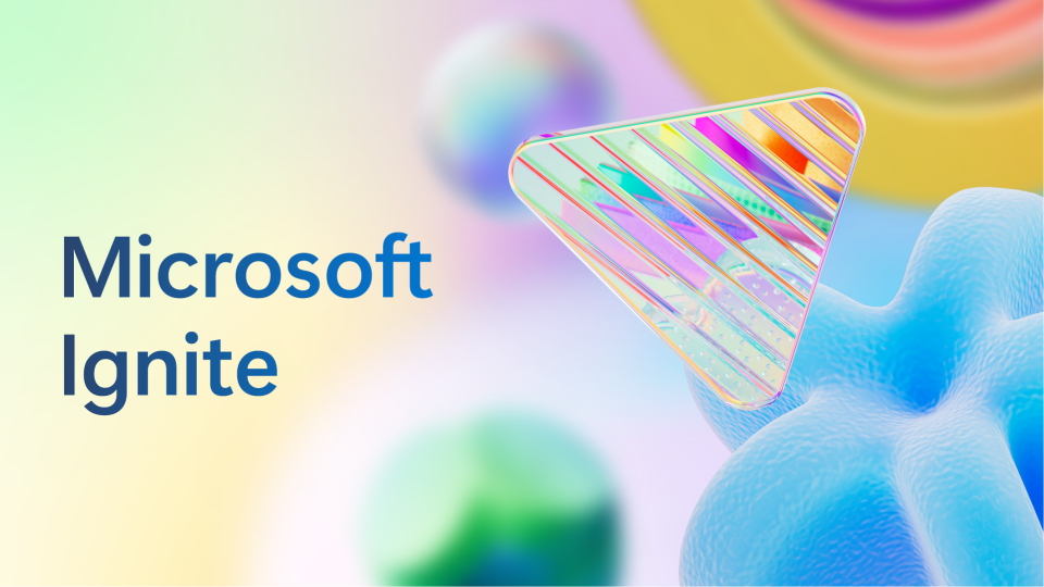 A colorful banner image for Microsoft's 2024 Ignite event.