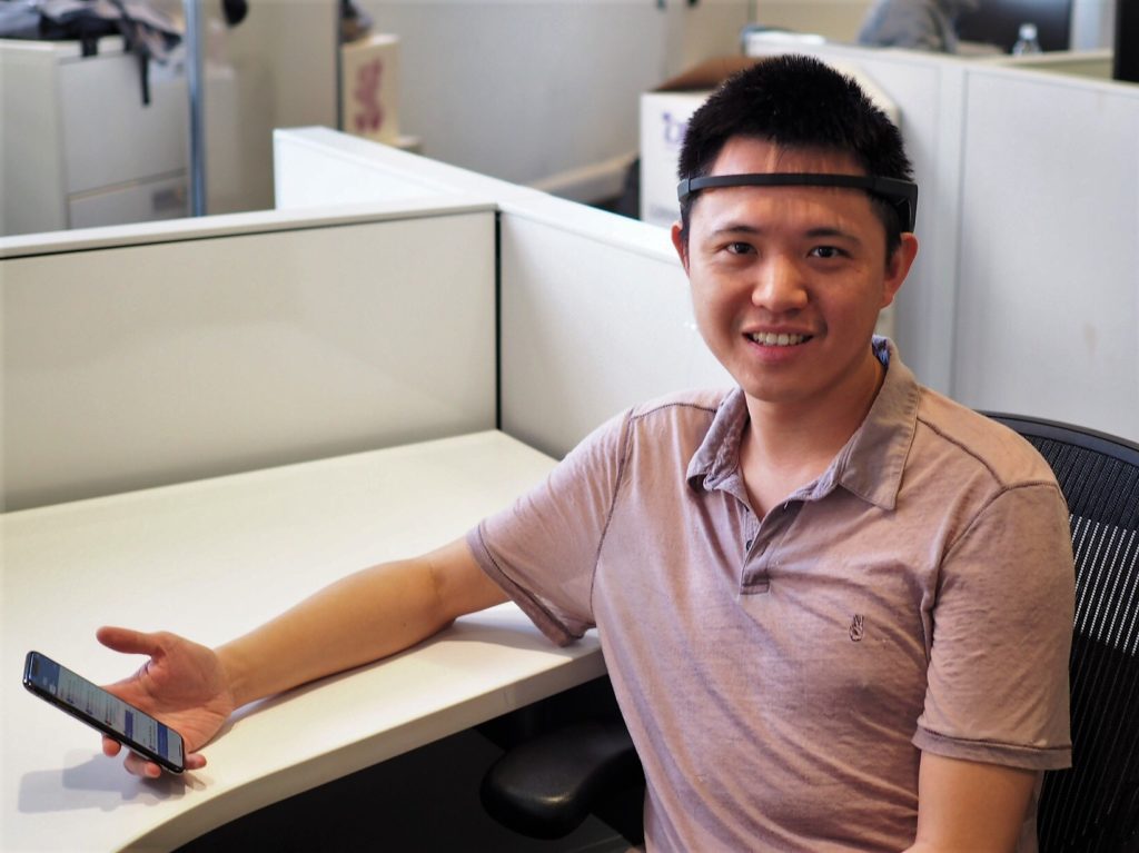 Peter Wong's EEG tracking used facial movement to control our Outlook Mobile app