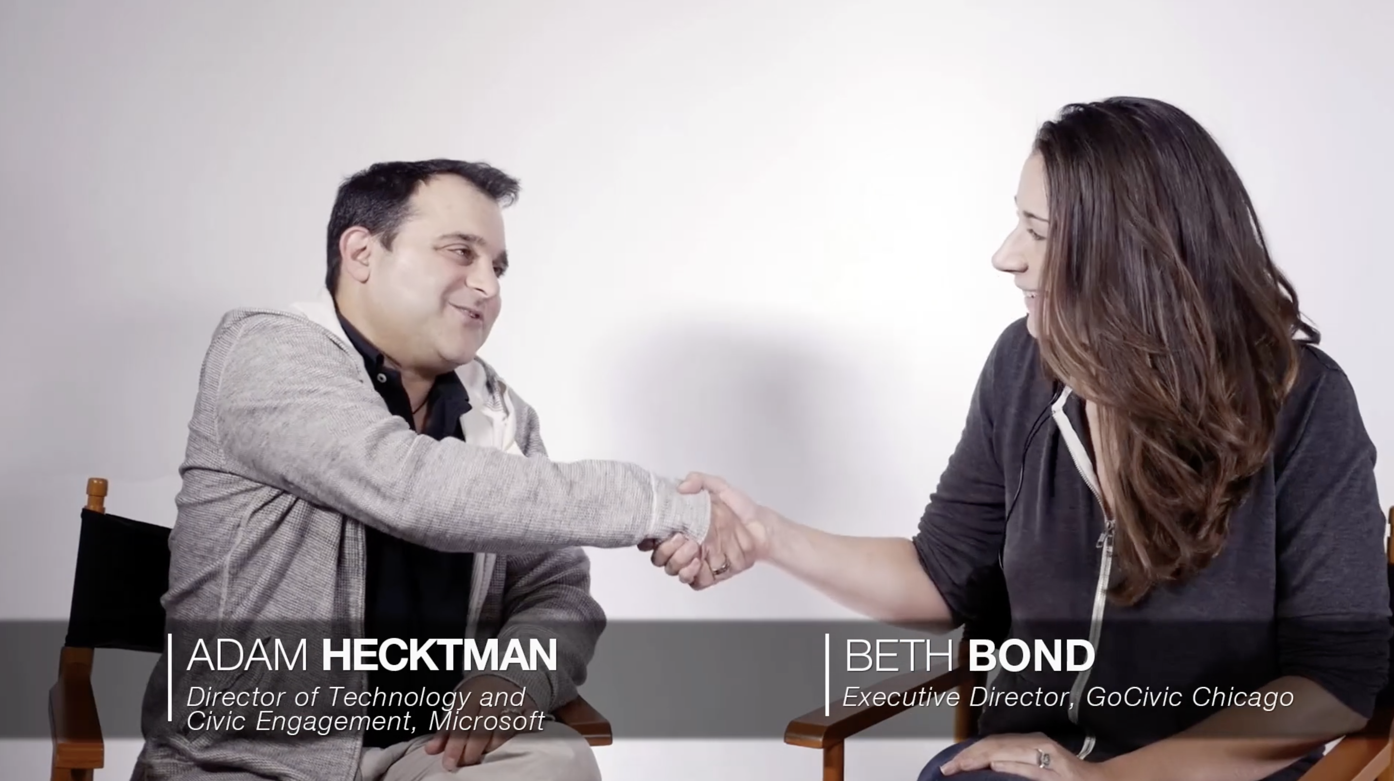 Microsoft's Adam Hecktman talks with GoCivic Chicago's Beth Bond