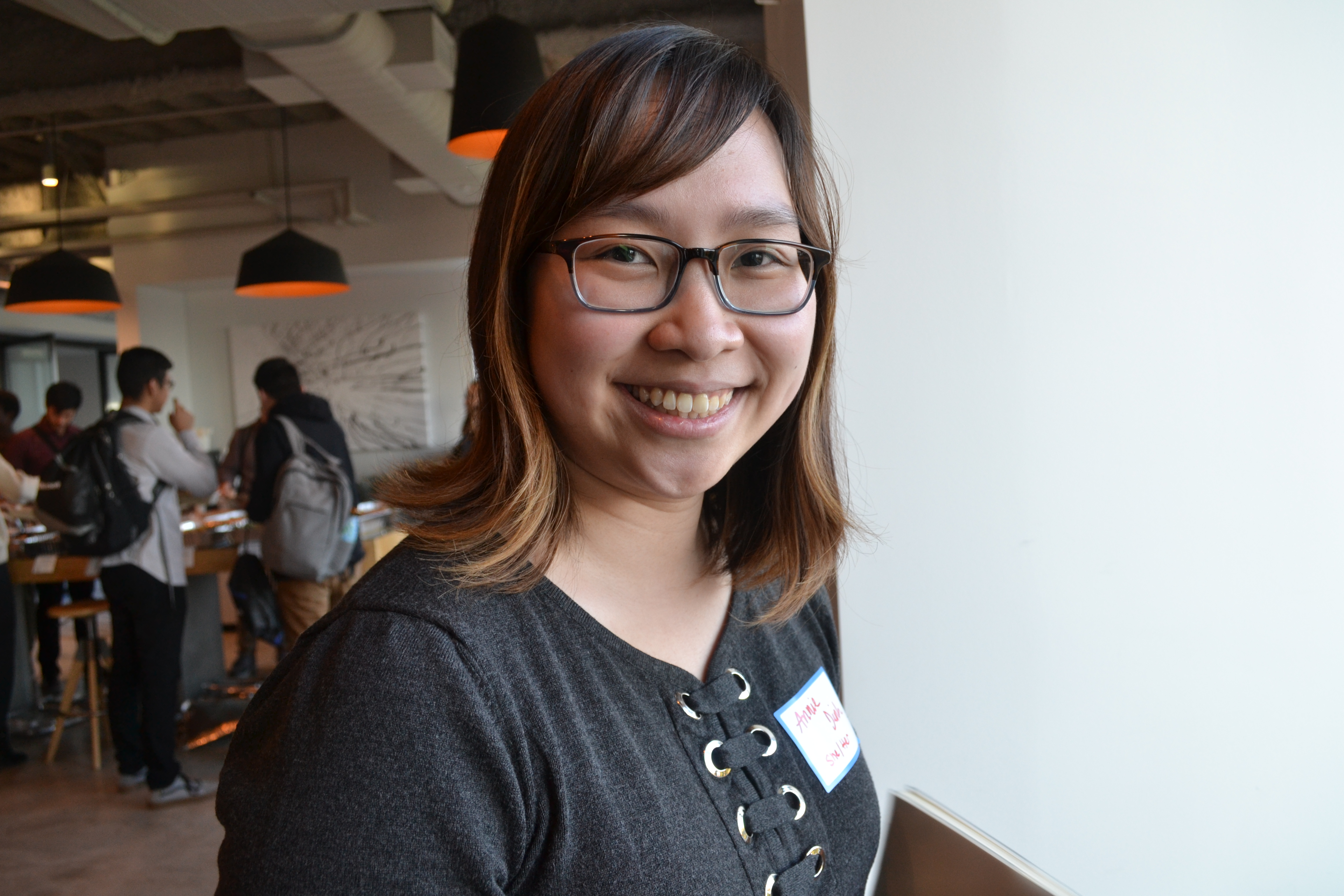 Annie Dinh, a senior at Northeastern University, at Mock Interview Day.