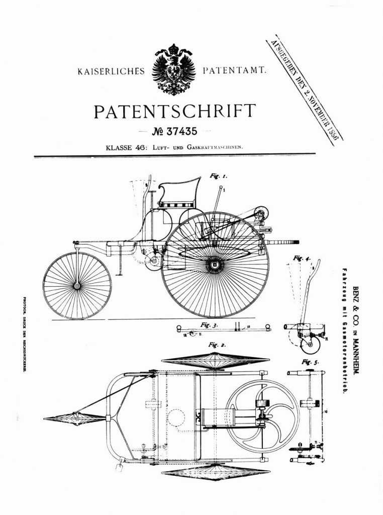 Sketch of Karl Benz’s motorcar patent