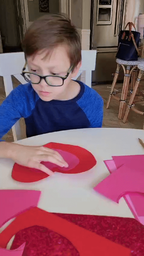 Children doing arts and crafts on Valentines Day