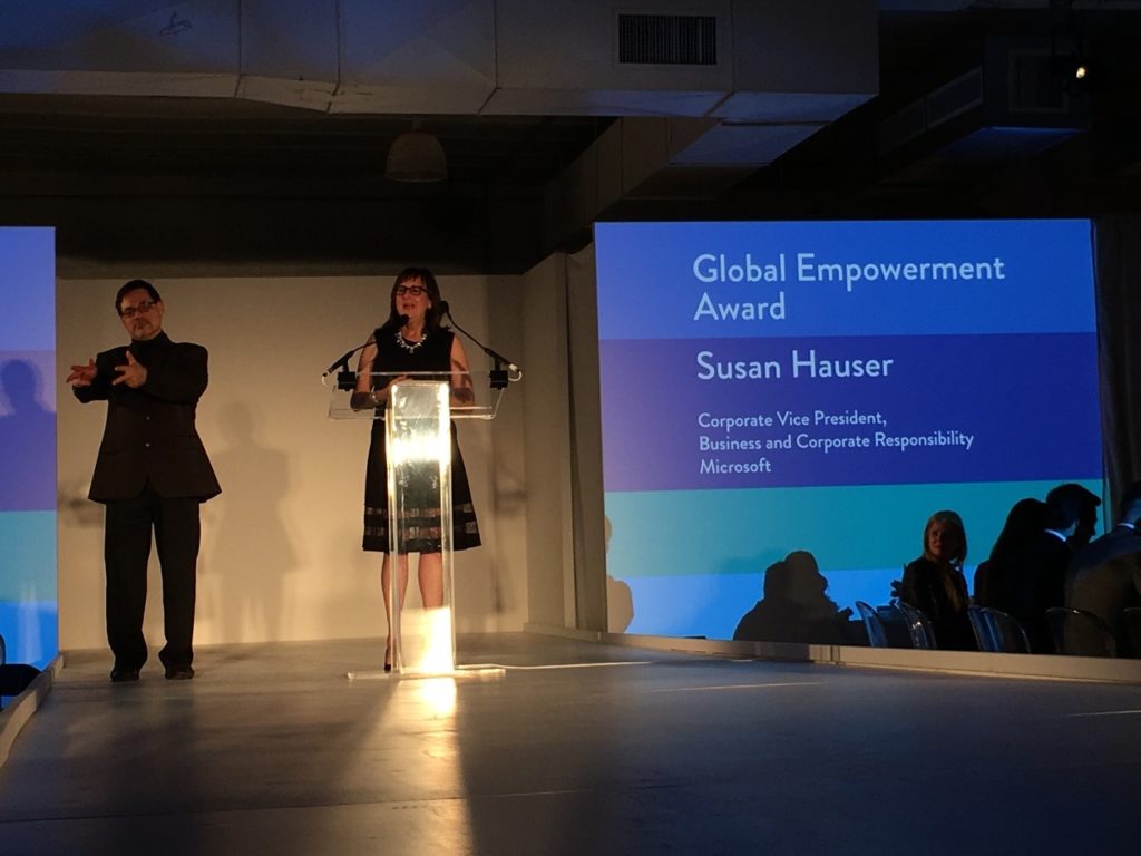 Susan Hauser accepts Global Empowerment Award