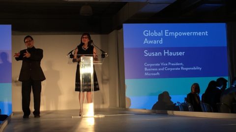 Susan Hauser accepts Global Empowerment Award