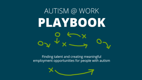 Autism at Work Playbook logo. Finding talent and creating meaningful employment opportunties for people with autism.