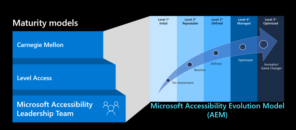 A graphic illustrating the different types of accessibility evolution models. 