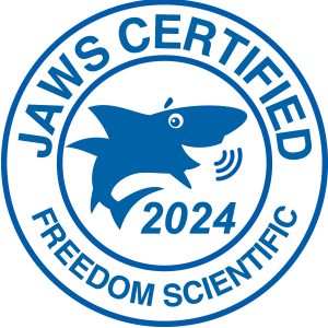 JAWS Certified 2024. Freedom Scientific Badge