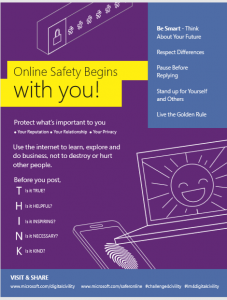 Online safety flyer created by student