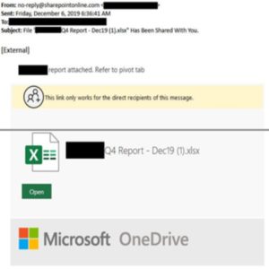 Business-themed phishing email
