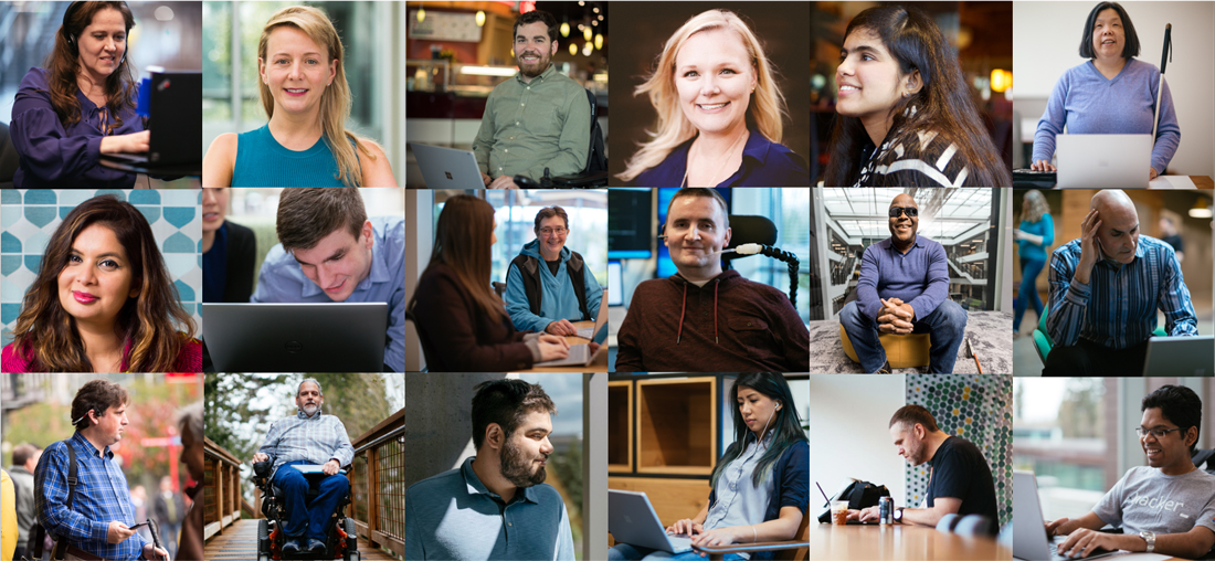 A collage of Microsoft employees