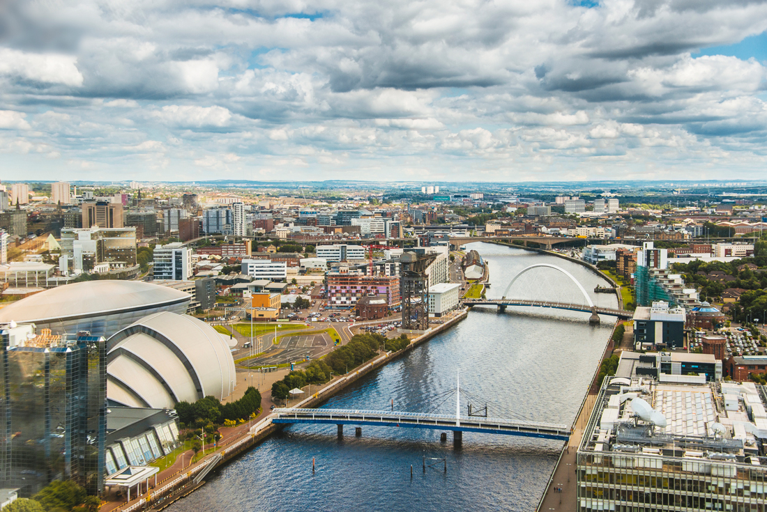 A sunny day in Glasgow, Scotland.