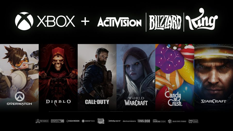 A mosaic image showing Activision Blizzard franchises