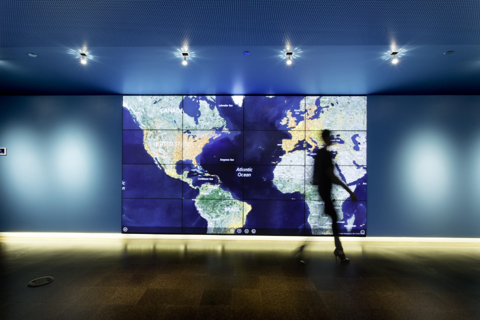 a video wall in the Digital Crimes Unit