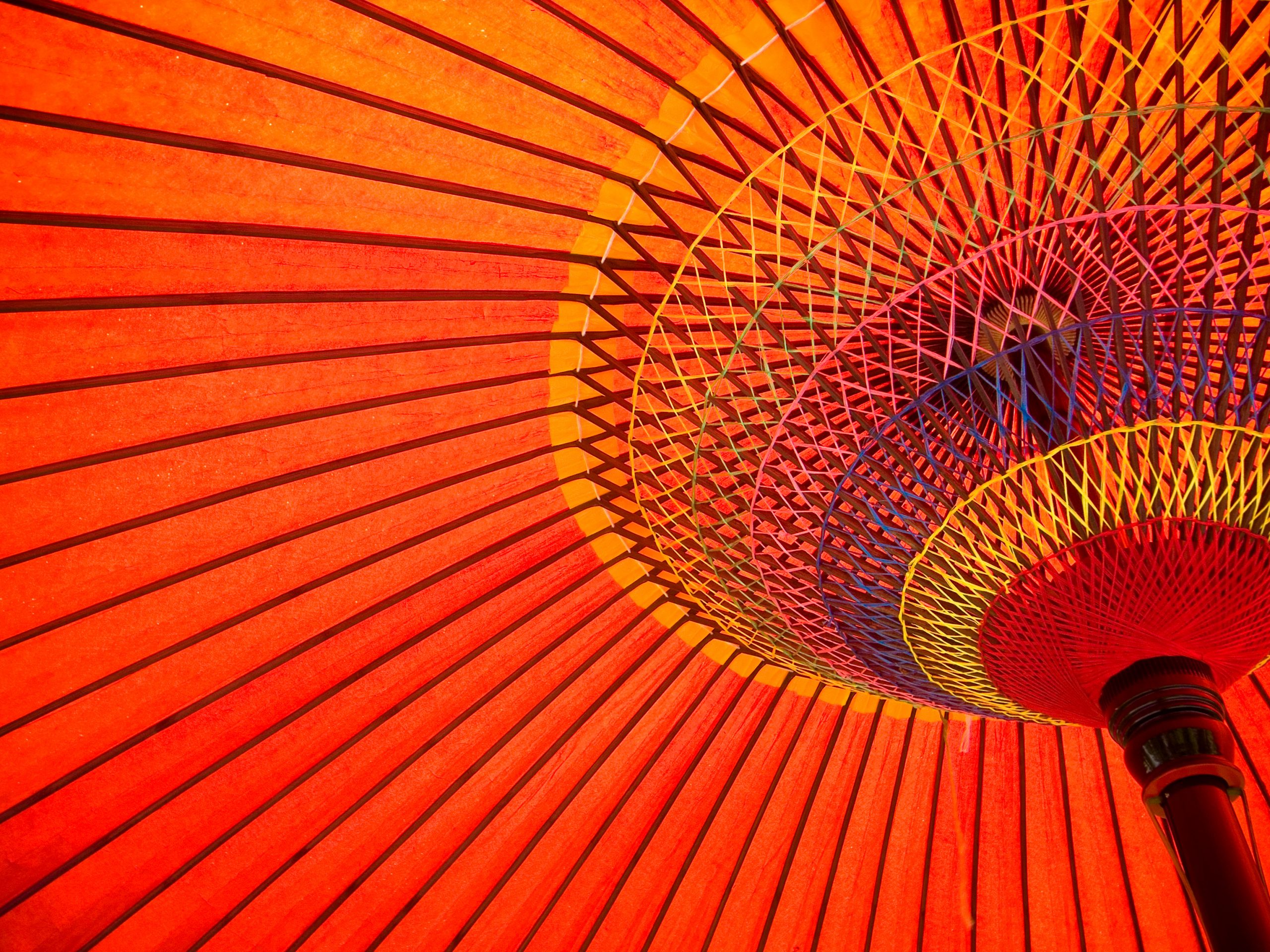 an abstract image showing the inside of a Japanese parasol
