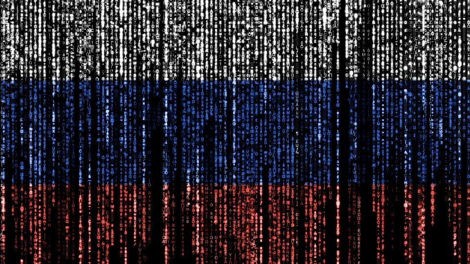 abstract of Russian flag made out of computer data