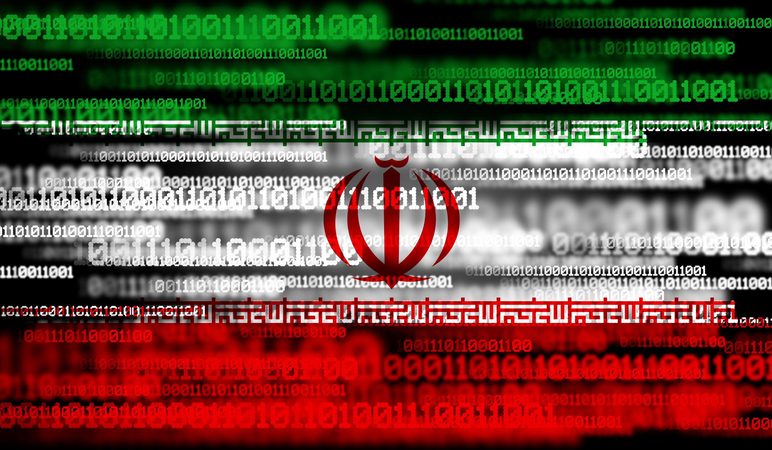 Iranian flag with technology overlay