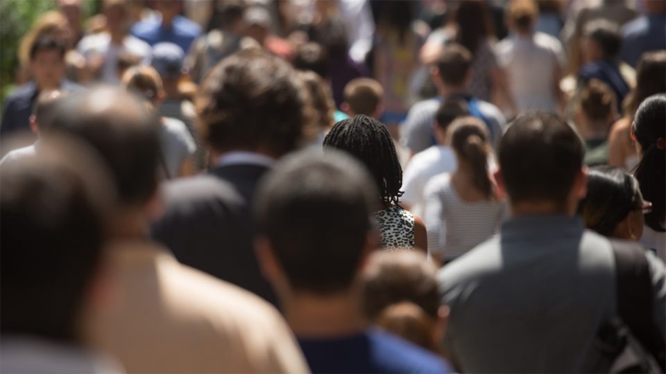 Crowd of people walking