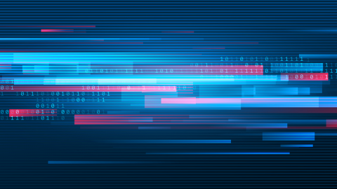 Illustration of floating binary code.