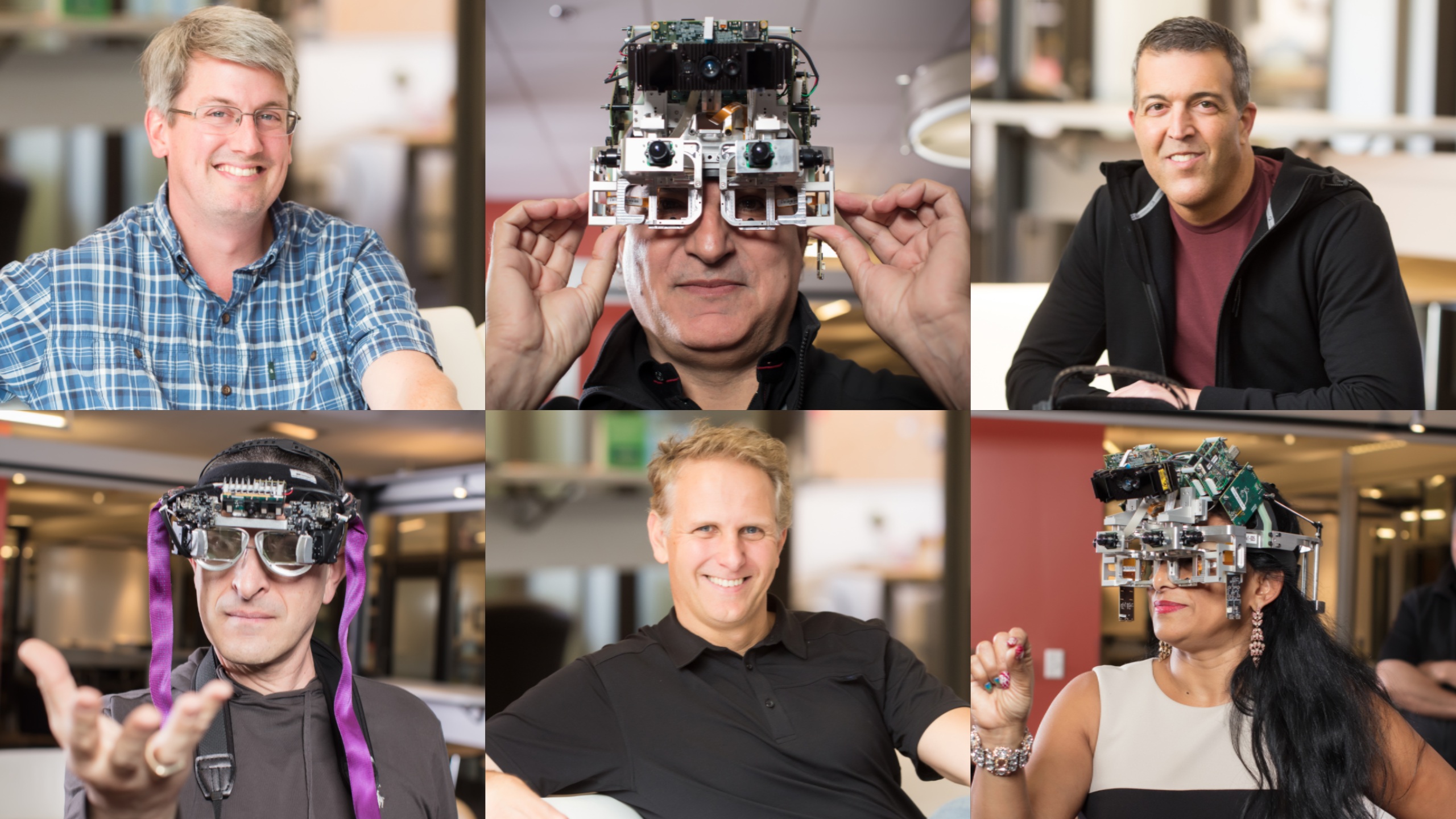 Members of the Silicon Valley HoloLens leadership team, from left to right: Patrick Codd, Michael Nikkhoo, Roy Riccomini, Scott Fullam, Rune Jensen, and Nagina Bhandary. 
