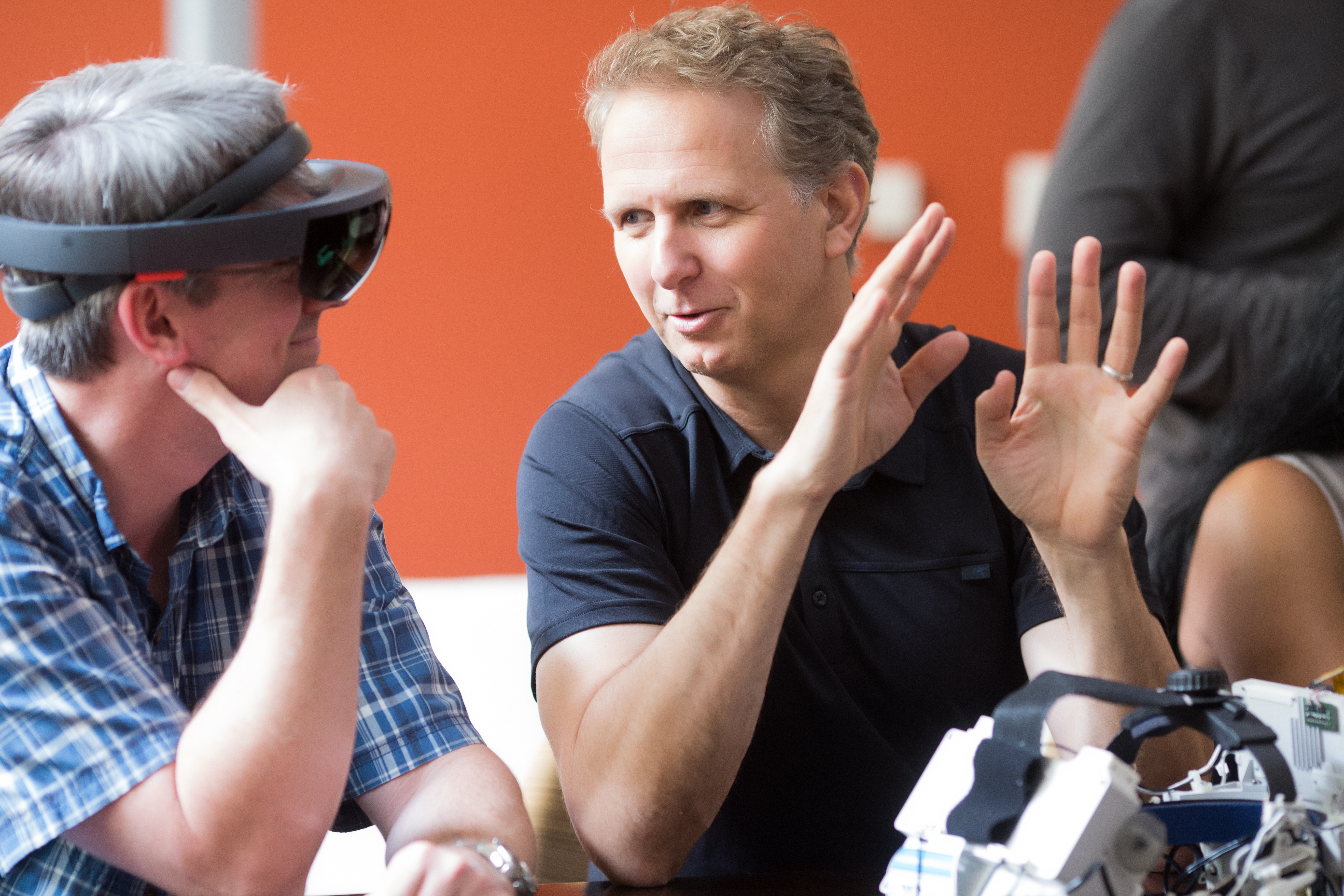 The high-energy Rune Jensen, right, is at the helm of the Silicon Valley HoloLens team. 
